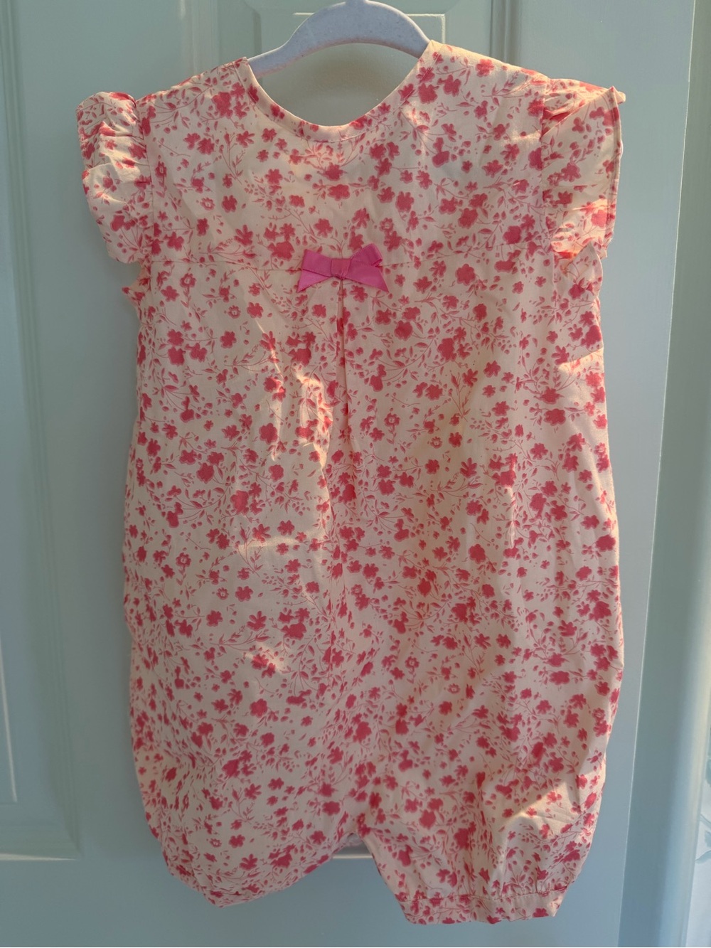 NWT Rachel Riley Light and Bright Pink Floral Bubble with Bow - 18m